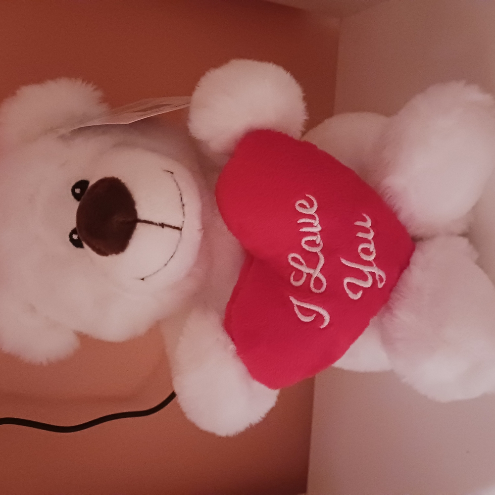Heart-Shaped Plush Accessory White and Pink